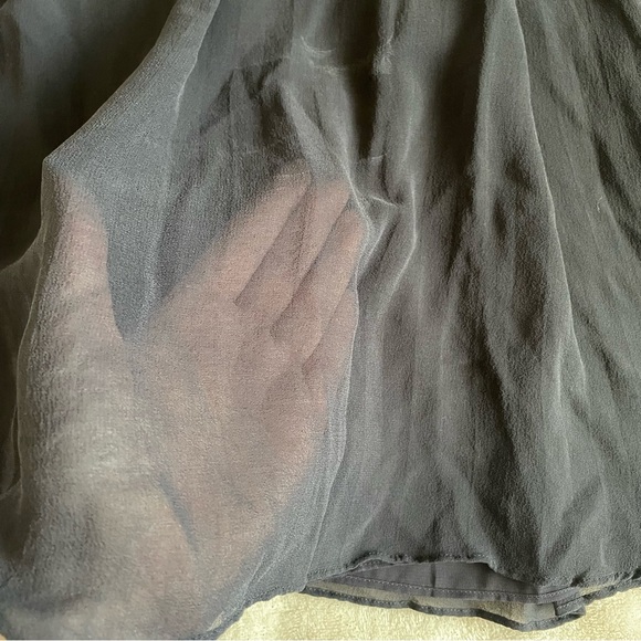 AX Armani Exchange 100% Silk Black Ruffle Babydoll Camisole Mini Dress ✨ - Picture 7 of 12